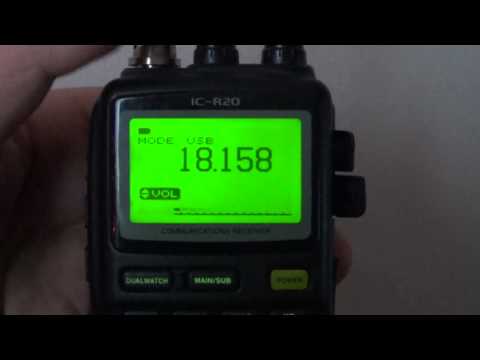 Tuning around 17 meter amateur radio band on Icom IC R20 receiver USB