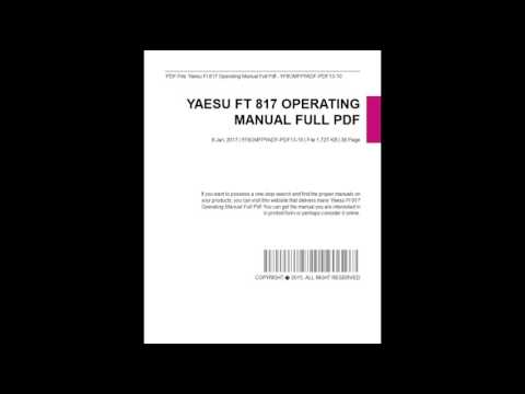 Yaesu Ft 817 Operating Manual Full